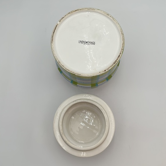 Linens & Things Cookie Jar,Retired Rare Hatbox Ladybug Plaid Bee Cookie Jar - Picture 7 of 16